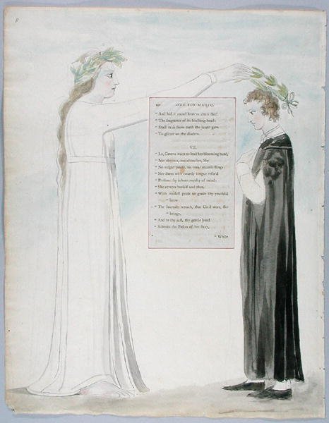 Ode for Music、The 100 of the Poems of Thomas Grey、1797-98（紙にペンとインクでトイレ） 作： ウィリアム・ブレイク