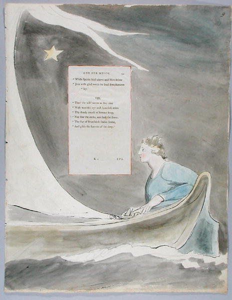 Ode for Music、The 101 of The Poems of Thomas Gray、1797-98のデザイン101（紙にペンとインクが付いたトイレ） 作： ウィリアム・ブレイク