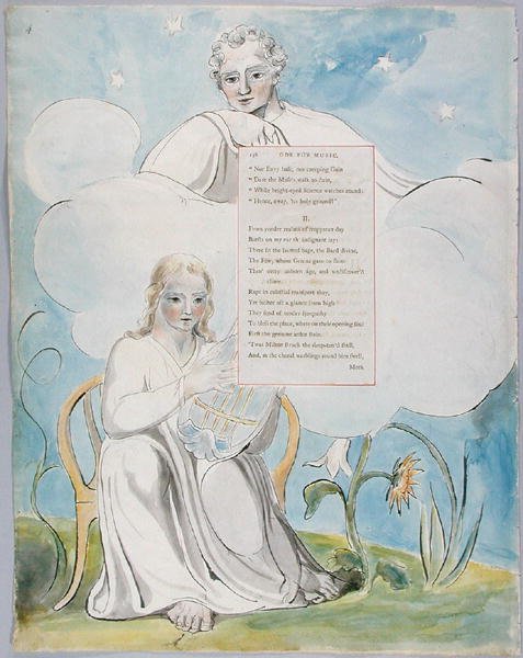 Ode for Music、The 96 of The Poems of Thomas Grey、1797-98（紙にペンとインクでトイレ） 作： ウィリアム・ブレイク
