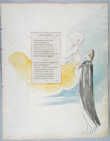 Ode for Music、The 99 of The Poems of Thomas Grey、1797-98（紙にペンとインクでトイレ） 作： ウィリアム・ブレイク