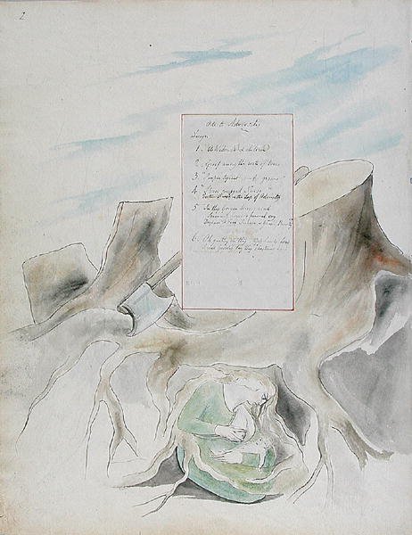 Odes to Adversity、design 36 from The Poems of Thomas Gray、1797-98（wc with pen and black ink on paper） 作： ウィリアム・ブレイク