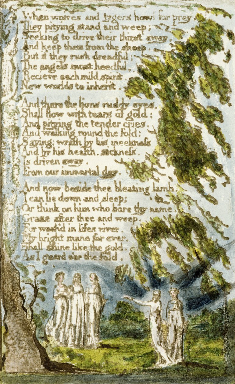 P.124-1950.pt20 Night（続き）：Songs of Innocence and of Experience（copy R）c.1802-08（etching、ink and wc）のプレート20 作： ウィリアム・ブレイク
