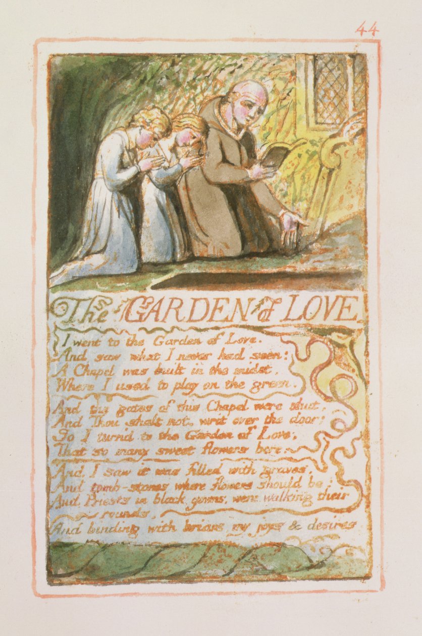P.125-1950.pt44 The Garden of Love：Songs of Innocence and of Experience（copy AA）c.1815-26（etching、ink and wc） 作： ウィリアム・ブレイク
