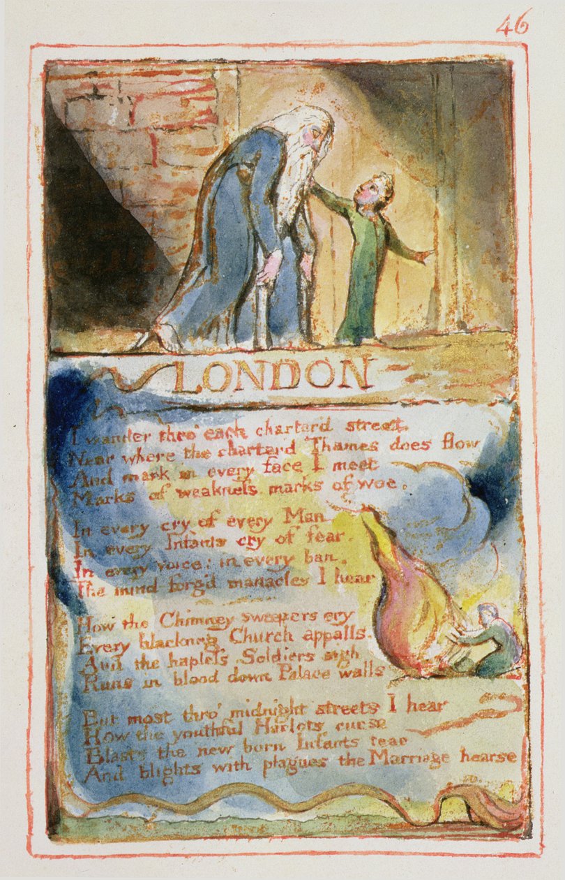 P.125-1950.pt46 London：Songs of Innocence and of Experience（copy AA）c.1815-26（etching、ink and wc）のプレート46 作： ウィリアム・ブレイク