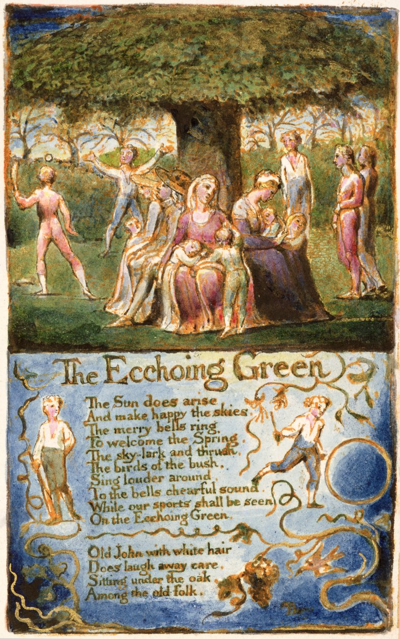 P.125-1950.pt6 The Echoing Green：plate 6 from &39;Songs of Innocence and of Experience&39;（copy AA）c.1815-26（etching、ink and wc） 作： ウィリアム・ブレイク