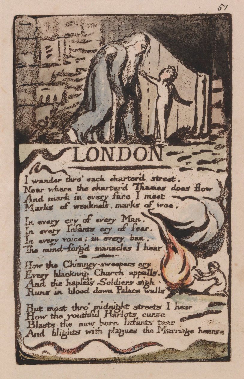 Songs of Innocence and of of Experience、Plate 51、London（ベントレー46） 作： ウィリアム・ブレイク