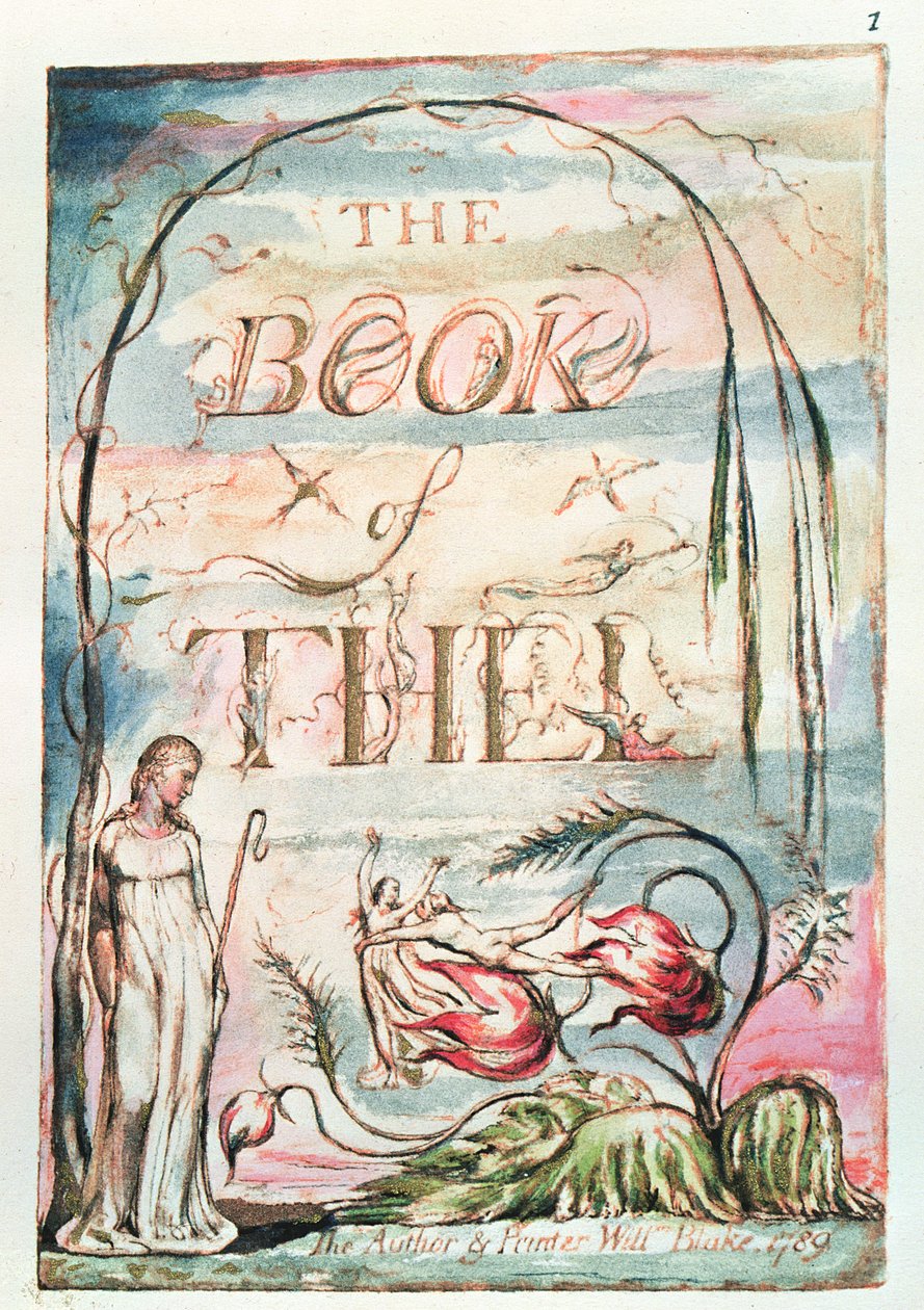 書物;タイトルページ、1789（レリーフエッチングとトイレ） 作： ウィリアム・ブレイク
