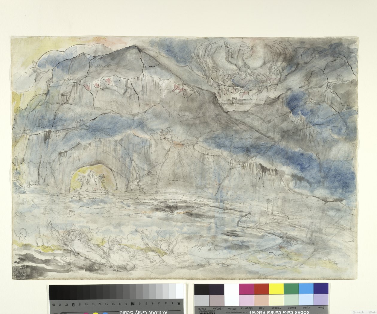ケルベロスが描かれた大食いのサークル、ダンテアリギエーリ作の神曲、1824-27年、ペンとインクに鉛筆と紙にチョークを重ねたもの 作： ウィリアム・ブレイク