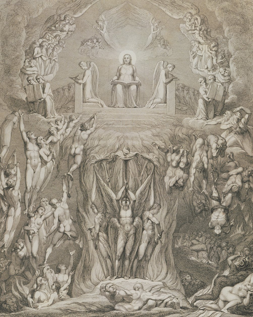 裁判の日、pl.9、「The Grave、A Poem」、William Blake（1757-1827）、Luigi Schiavonetti（1765-1810）、1808 作： ウィリアム・ブレイク