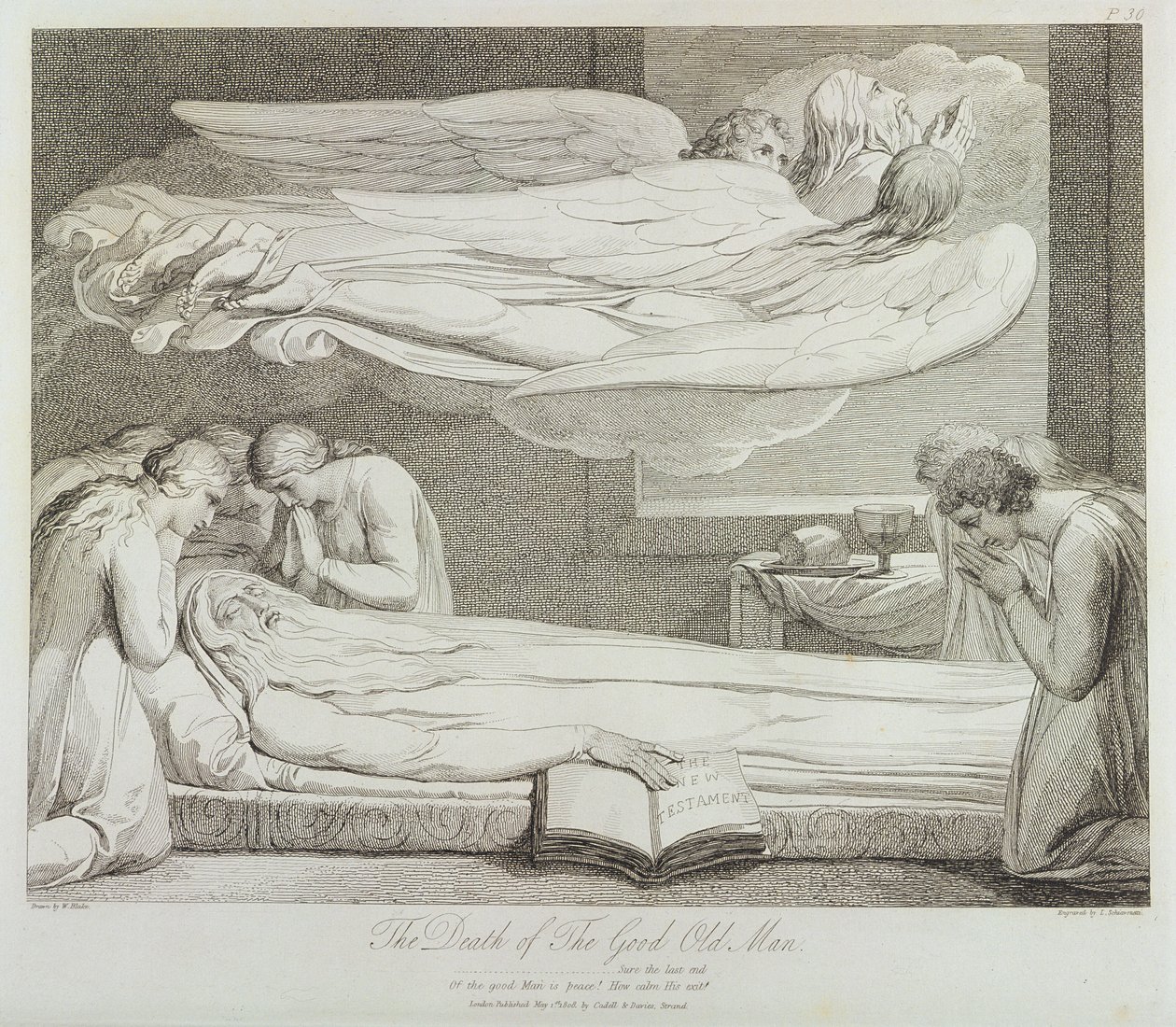 ルイージ・スキアボネッティ（1765-1810）、1808年に彫刻された「古き良き男の死」p.11、「The Grave、A Poem」のイラスト 作： ウィリアム・ブレイク