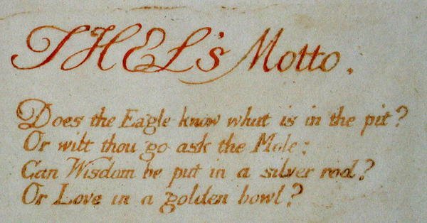 Thels Motto ...、The Book of Thel、1789のプレート1（ペンとトイレでレリーフエッチング） 作： ウィリアム・ブレイク