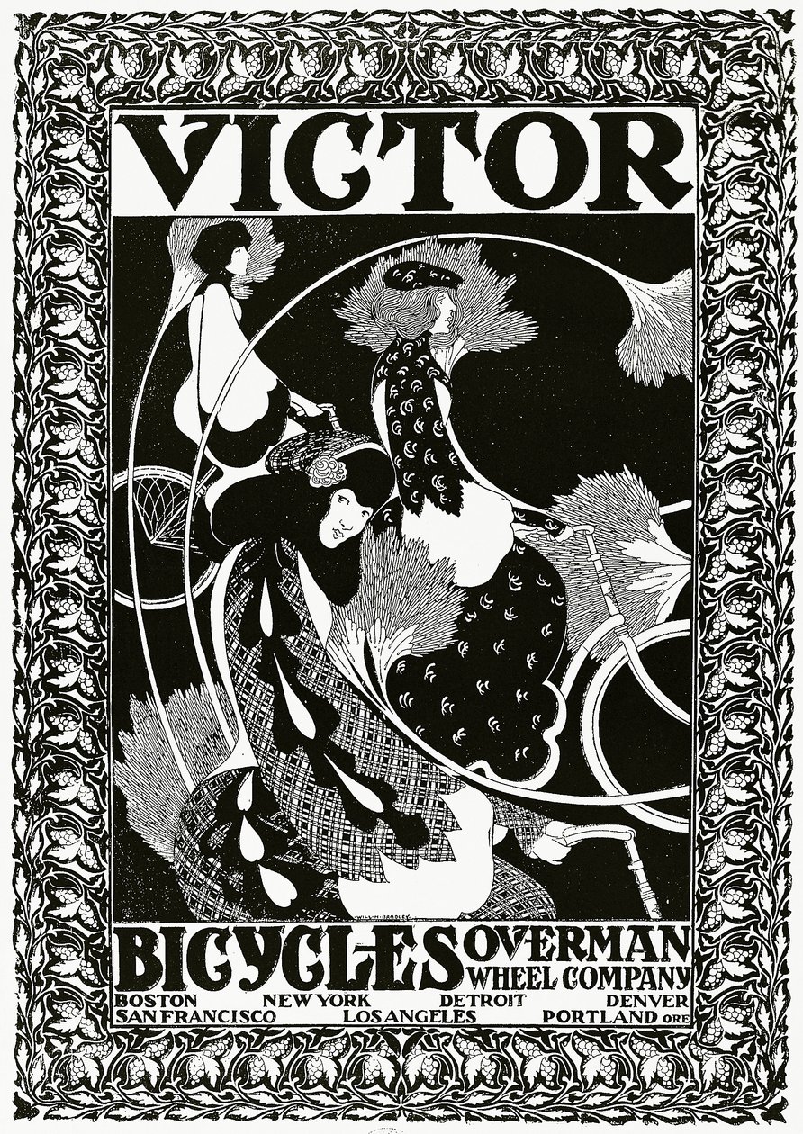ビクター自転車のポスター広告、1895 作： ウィリアムブラッドリー