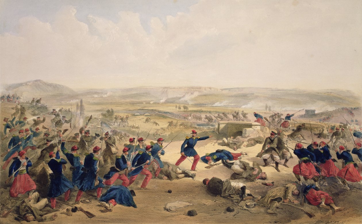 1855年8月16日、チェルナヤの戦い、パブ「東の戦争の席」からのプレート。ポール・ウント・ドミニク・コルナギウント社、1856年 作： ウィリアムクリミアシンプソン