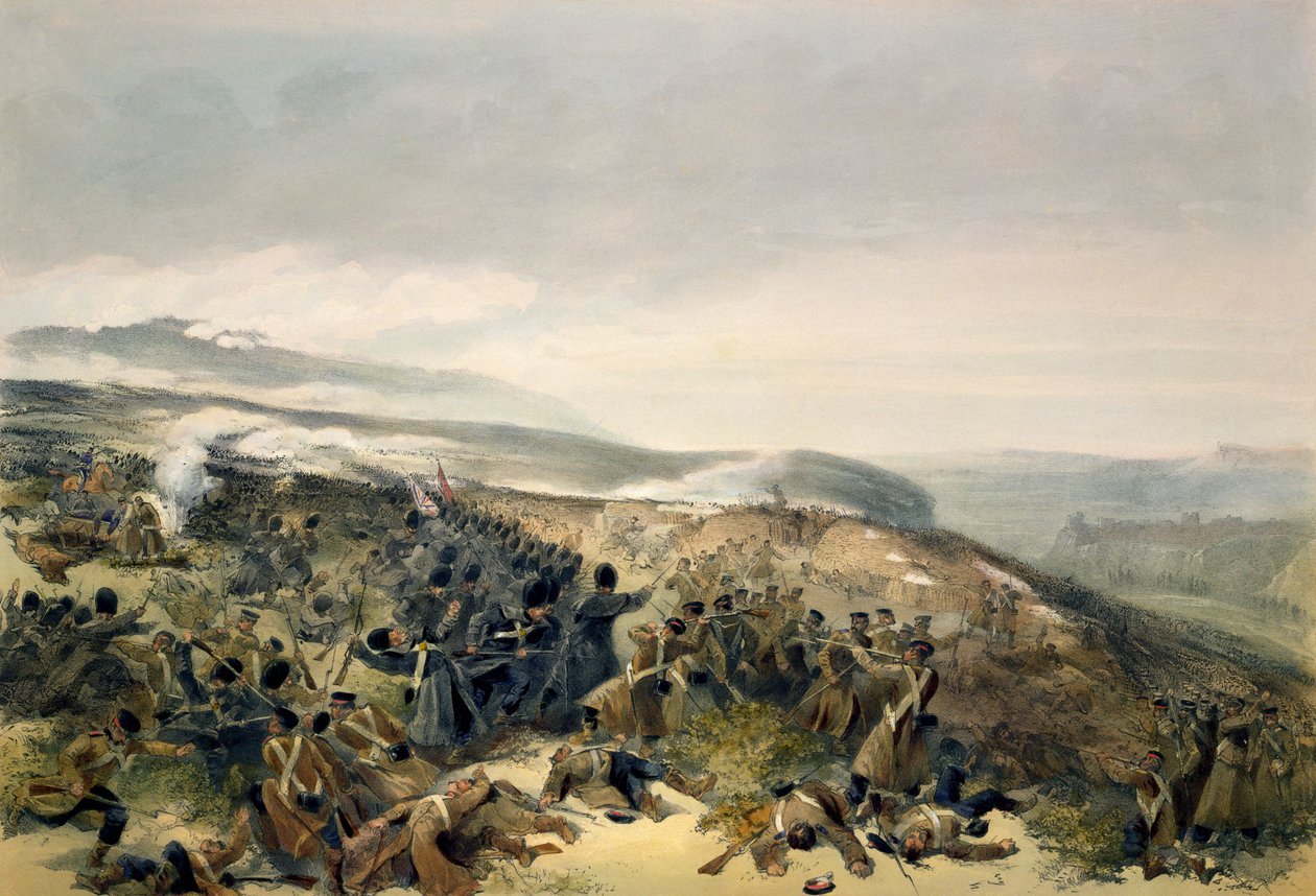 1854年11月5日、インカーマンでの警備員の2回目の突撃、「東の戦争の席」からのプレート、Colnaghi and Co.、1856年発行 作： ウィリアムクリミアシンプソン