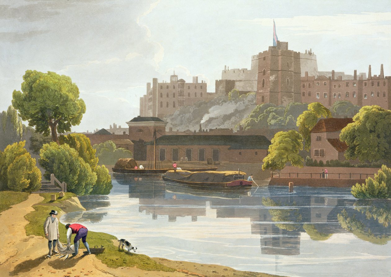 ウィンザー城、ウィンザー、イートン、バージニアウォーターの景色をまとめたもの。c.1827-30 作： ウィリアム・ダニエル