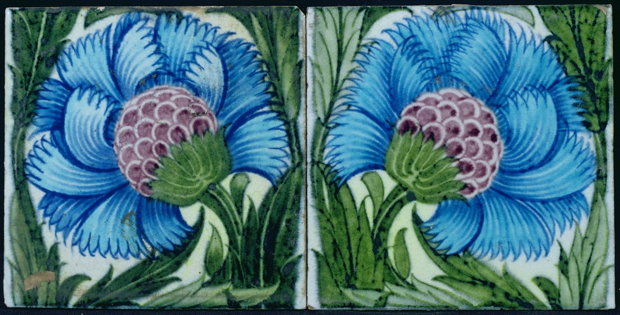 ペルシャ風の花柄のタイル（セラミック） 作： ウィリアム・ド・モーガン