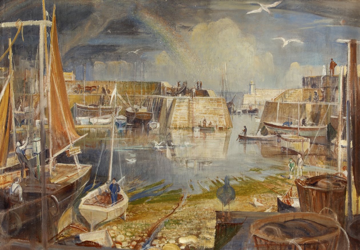 Mevagissey Quay、コーンウォール 作： ウィリアム・エドワード・ウィグレー