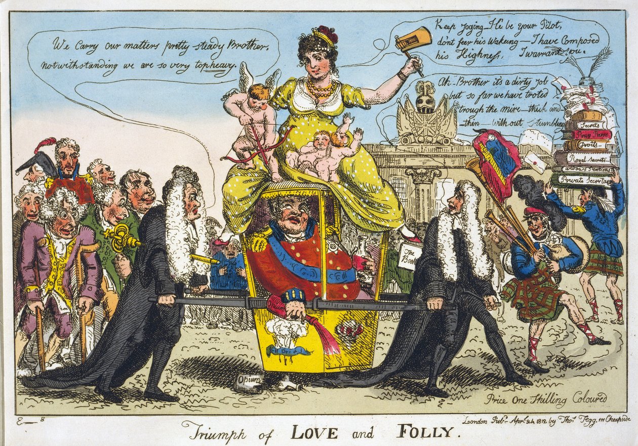 Triumph of Love and Folly、パブ。 1812（手描きの彫刻） 作： ウィリアム・エルメス