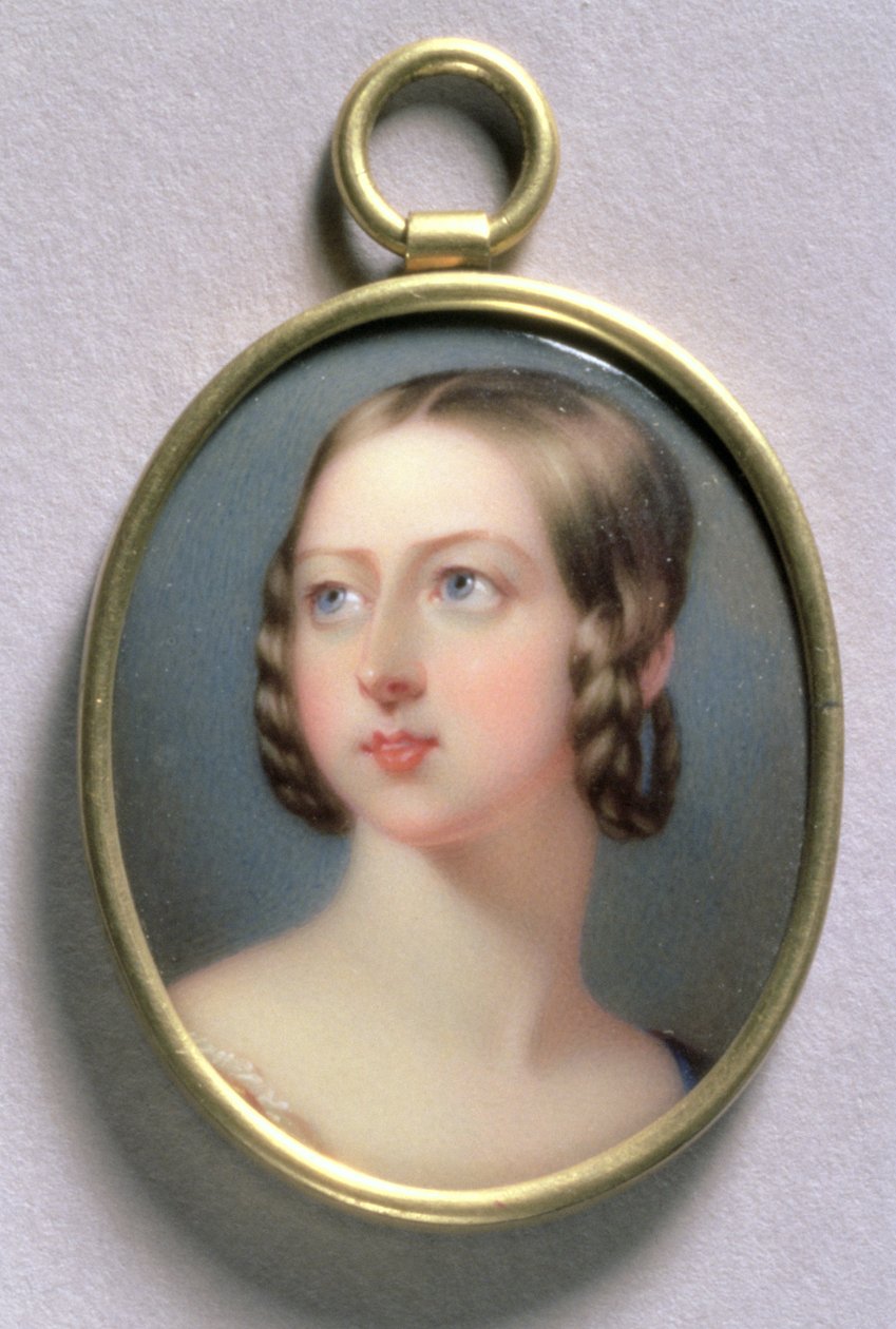 ビクトリア女王の肖像ミニチュア、1839（金のエナメルにトイレ） 作： ウィリアム・エセックス