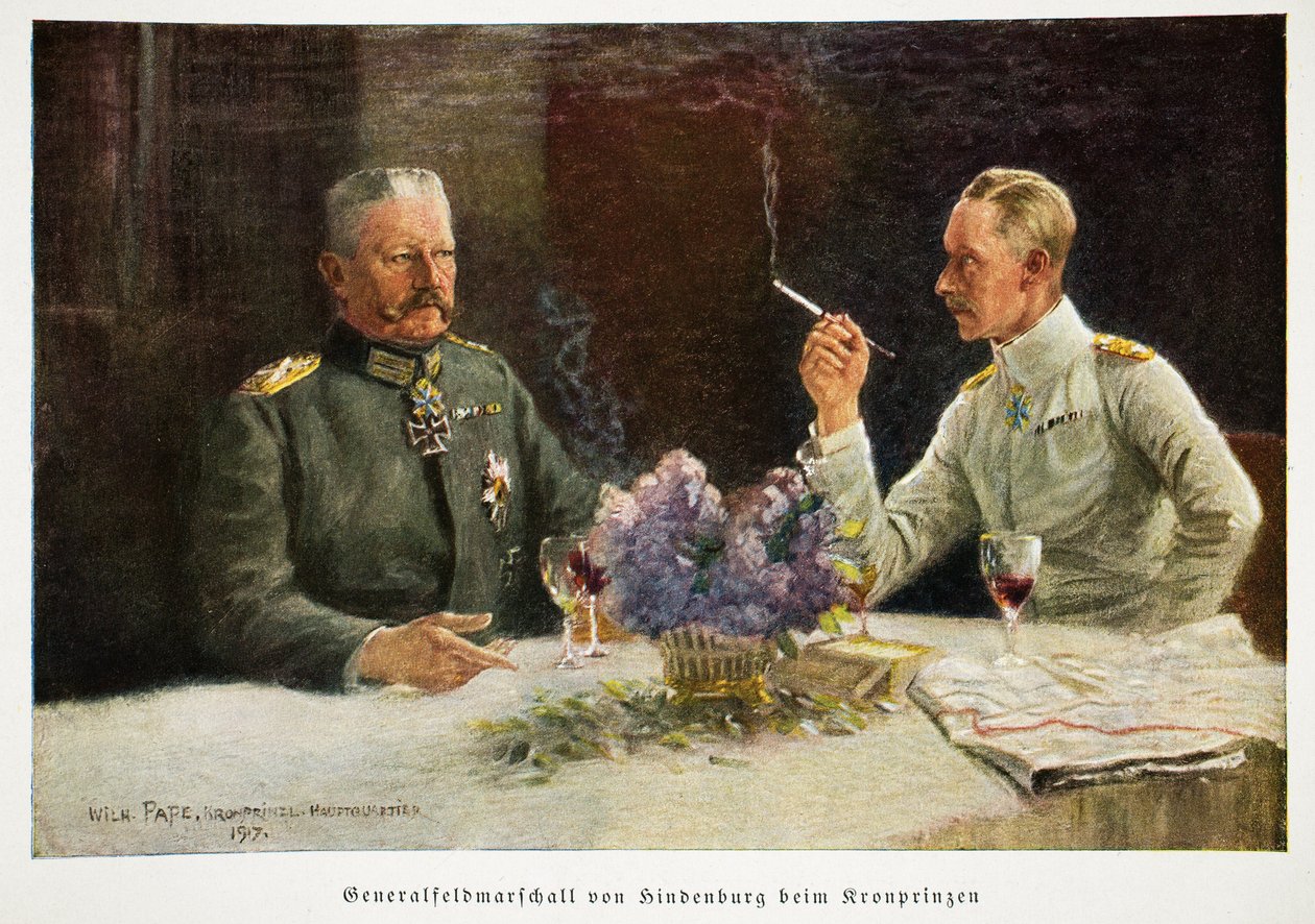 ウィリアム、ドイツの皇太子王子、およびフォン・ヒンデンブルク元帥将軍、パブ。 1917 作： ウィリアム・フリードリヒ・ゲオルグ・パプ