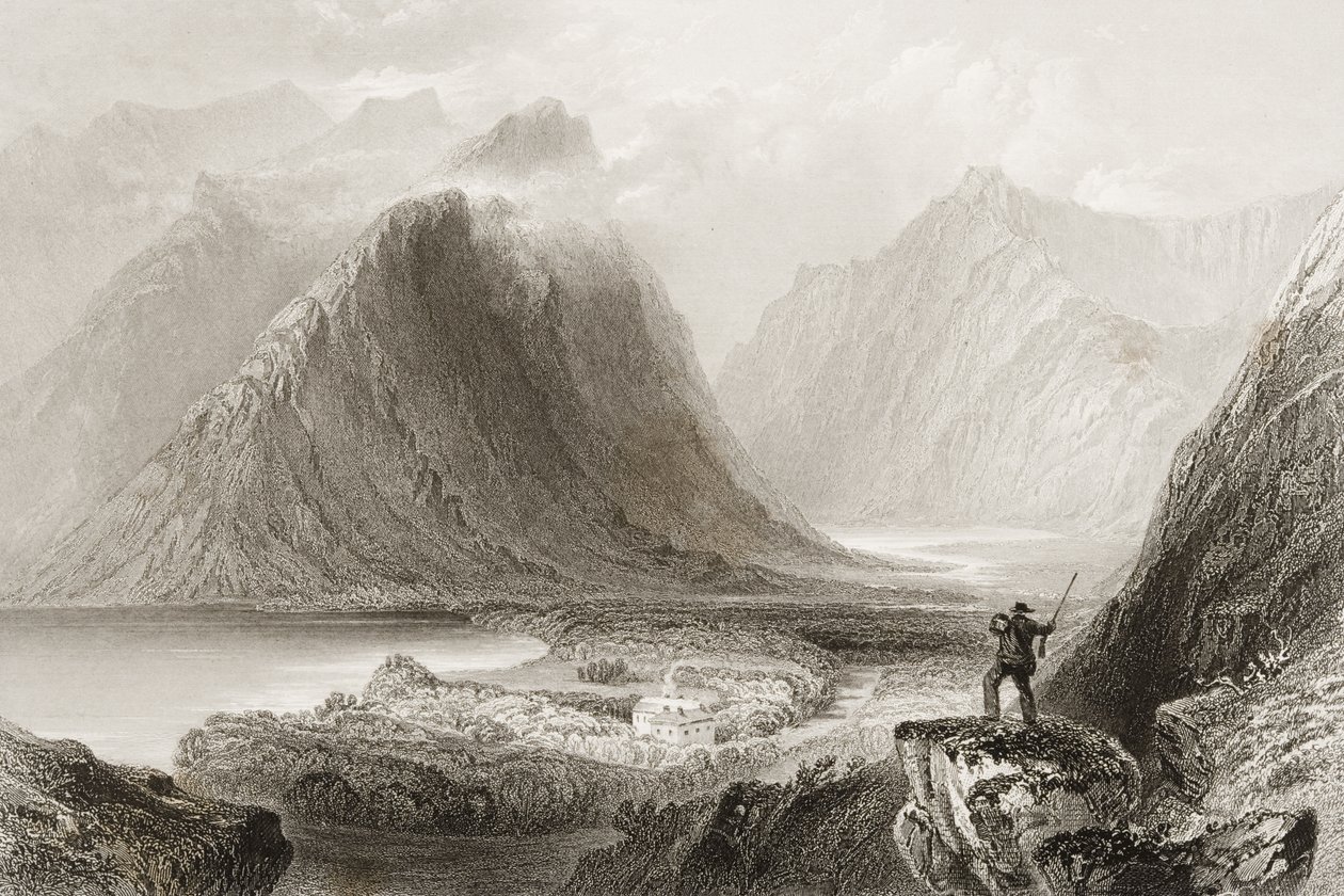 デルフィロッジ、アイルランド、メイヨー州、ジョージヴァーチュー作「アイルランドの風景と古代」1860年代 作： ウィリアム・ヘンリー・バートレット