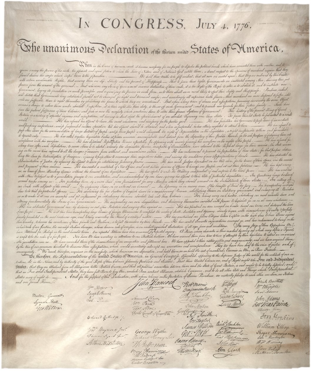 独立宣言、1776年、1823年1月1日（ベラムのファクシミリ） 作： ウィリアム・ジェームズ・ストーン