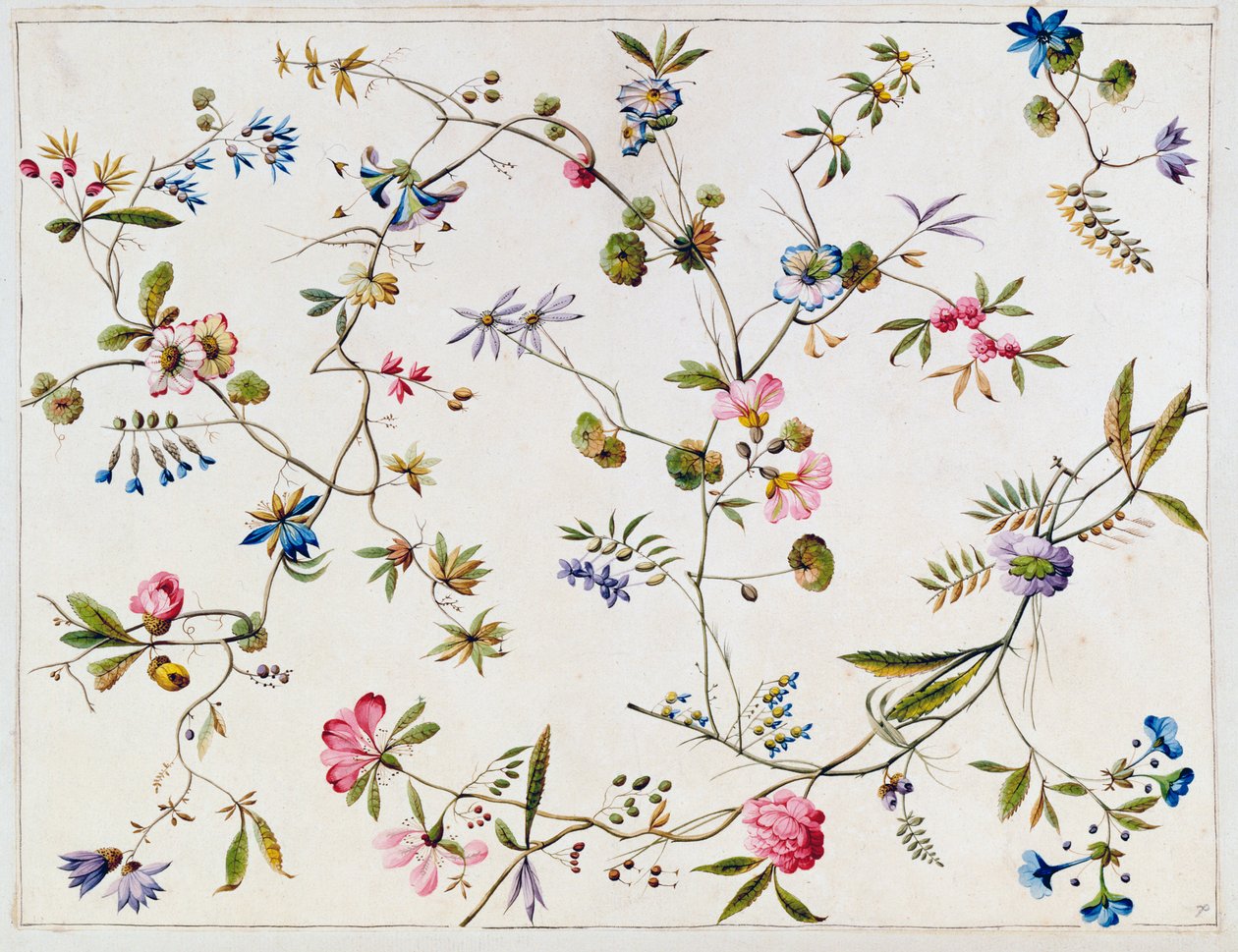 テキスタイルデザイン、c.1788-92 作： ウィリアム・キルバーン