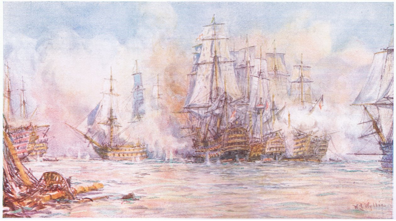 トラファルガーの戦い1805、1915 作： ウィリアムライオネルワイリー