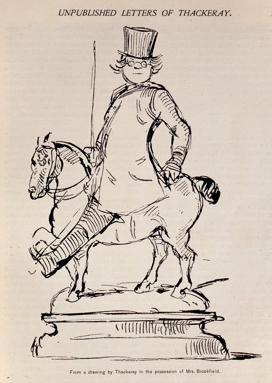作者の似顔絵自画像、「Scribner&39;s Magazine」のイラスト、1887年 作： ウィリアム・メイクピース・サッカレー