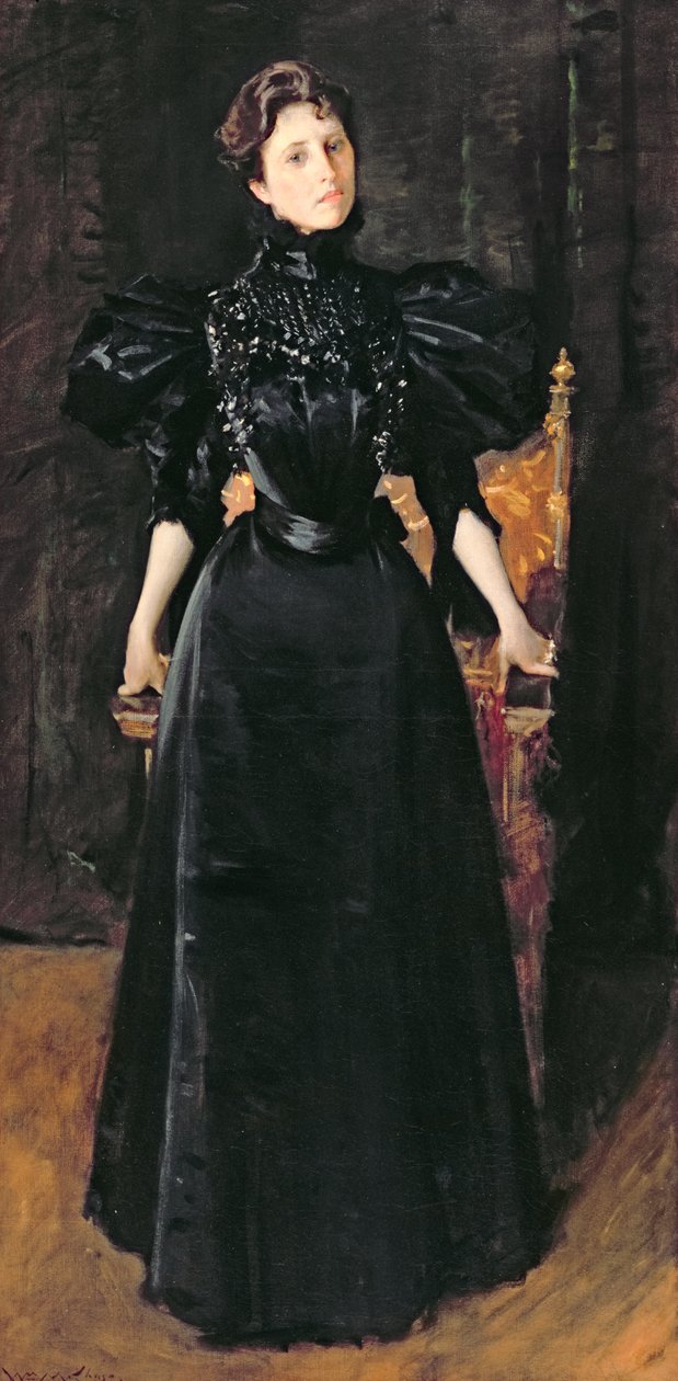 黒衣の婦人の肖像、1895年頃 作： ウィリアム・メリット・チェイス