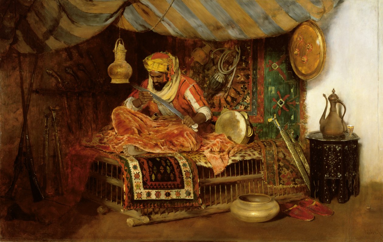 ムーア人の戦士、1876年頃（油絵、キャンバスなし） 作： ウィリアム・メリット・チェイス
