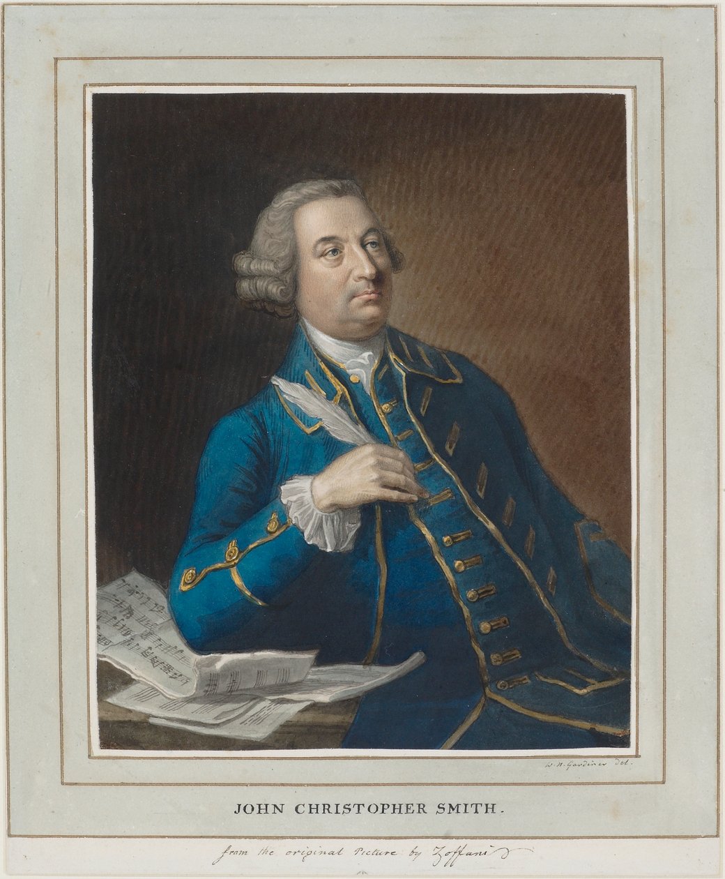 ジョン・クリストファー・スミス、1760年頃（紙にペンとインクとトイレ） 作： ウィリアム・ネルソン・ガーディナー