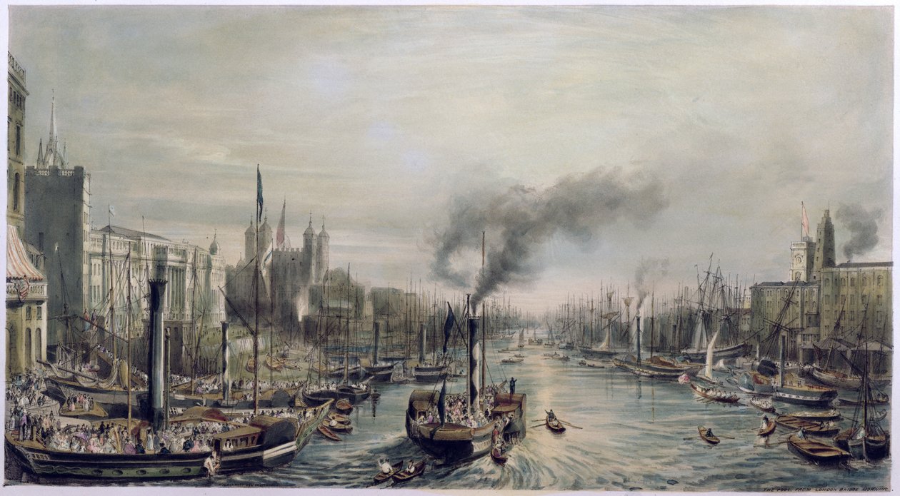 ロンドン橋からのロンドンのプール、1841 作： ウィリアム・パロット