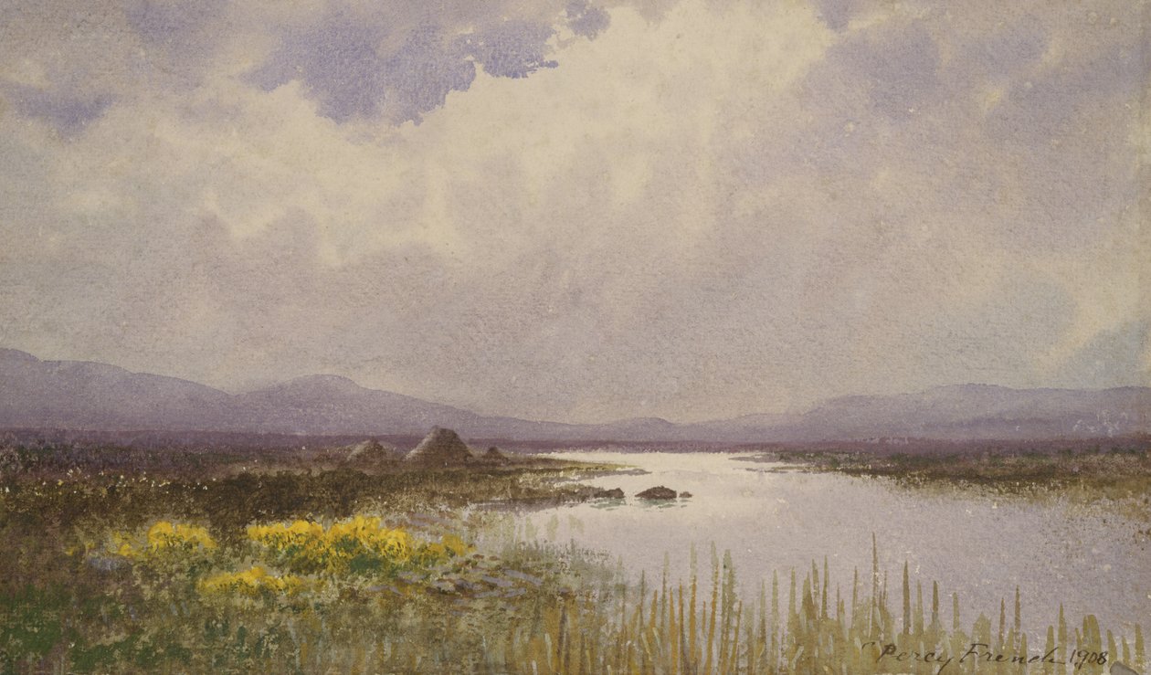 コネマラ風景、1908年（紙にトイレ） 作： ウィリアム・パーシー・フレンチ