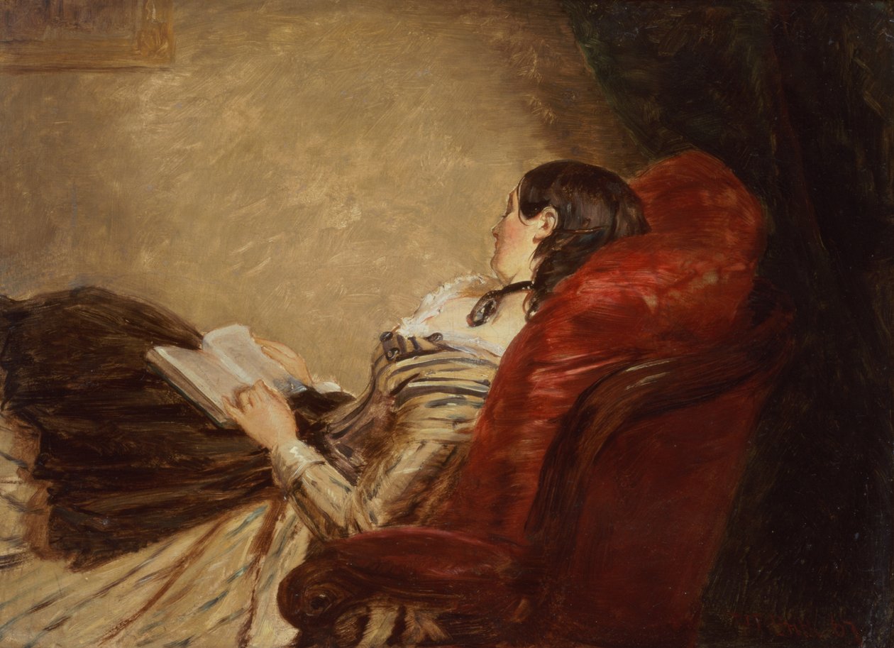 1867年に椅子で眠っているアーティストの妻のスケッチ 作： ウィリアム・パウエル・フリス