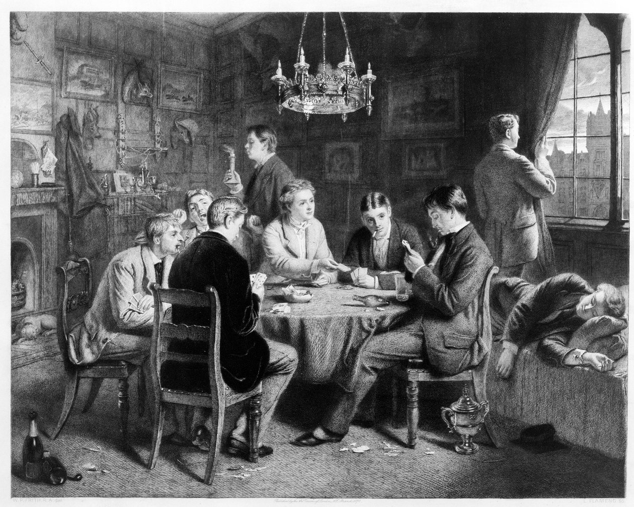 破滅への道：大学、レオポルドフラメン（1831-1911）パブによって刻まれました。アートユニオンオブロンドン、1882年 作： ウィリアム・パウエル・フリス