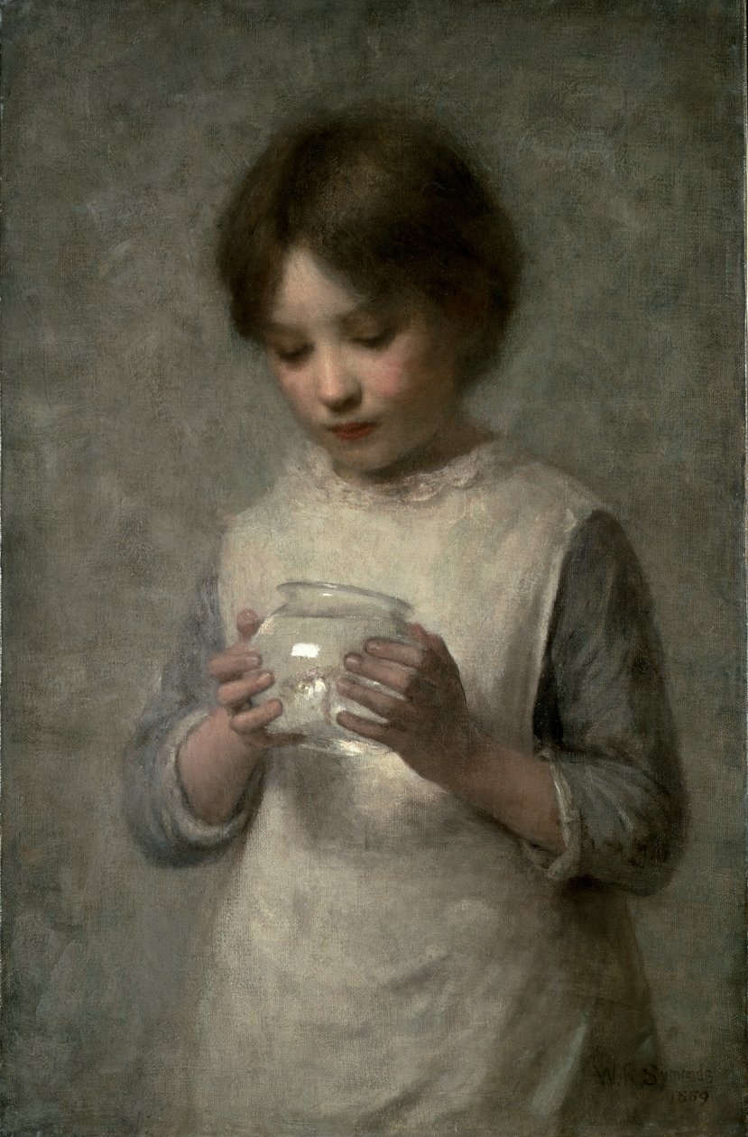 銀の魚を持つ少女、1889 作： ウィリアム・ロバート・シモンズ