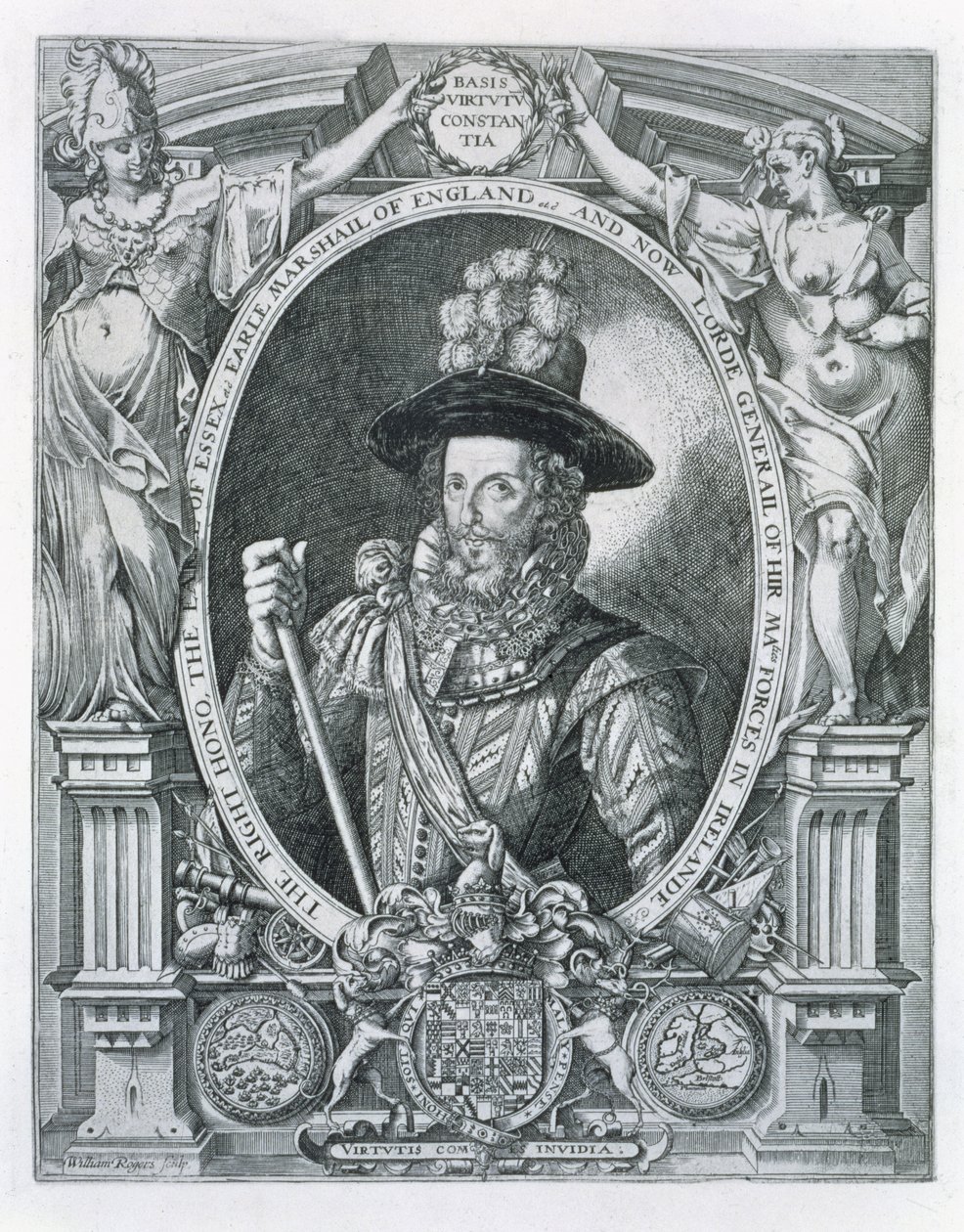 ロバート・デブルーの肖像（1566-1601）エセックスの2代目伯爵、1599年のアイルランド卿 作： ウィリアム・ロジャース