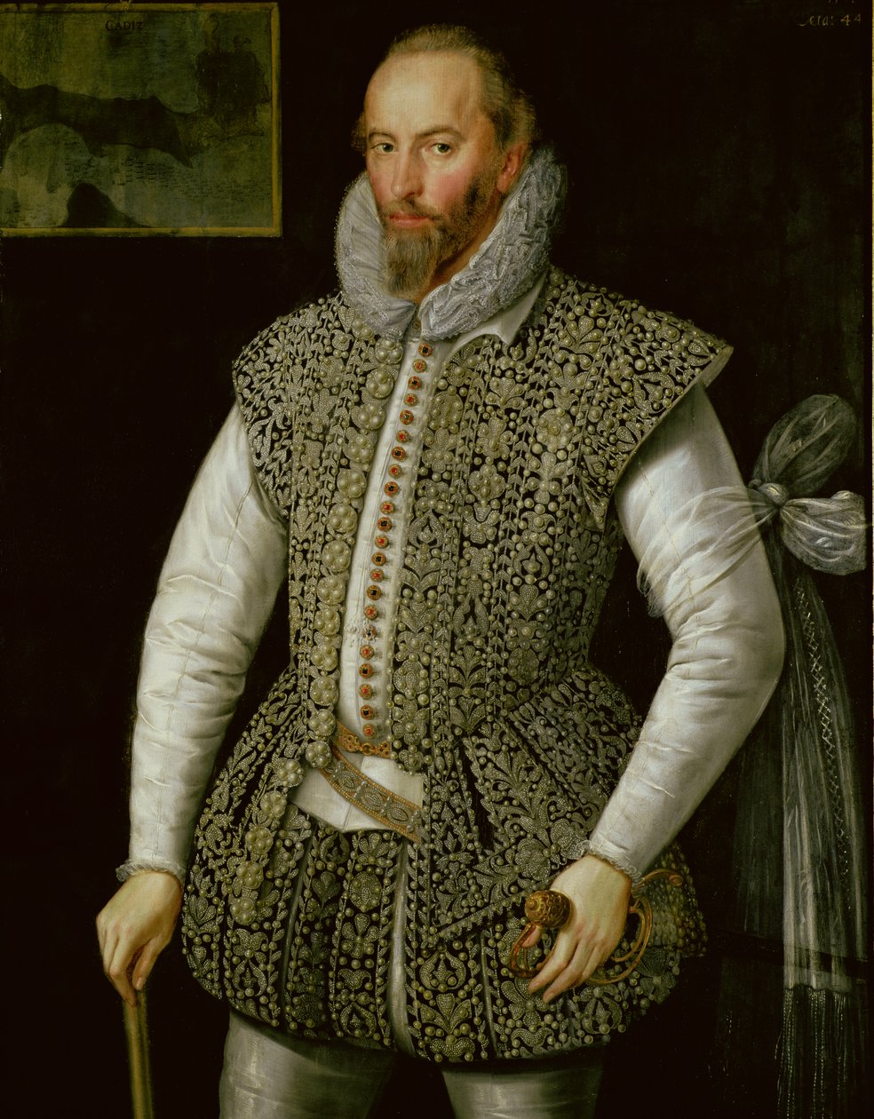 ウォルター・ローリー卿の肖像、1598年 作： ウィリアム・シーガー