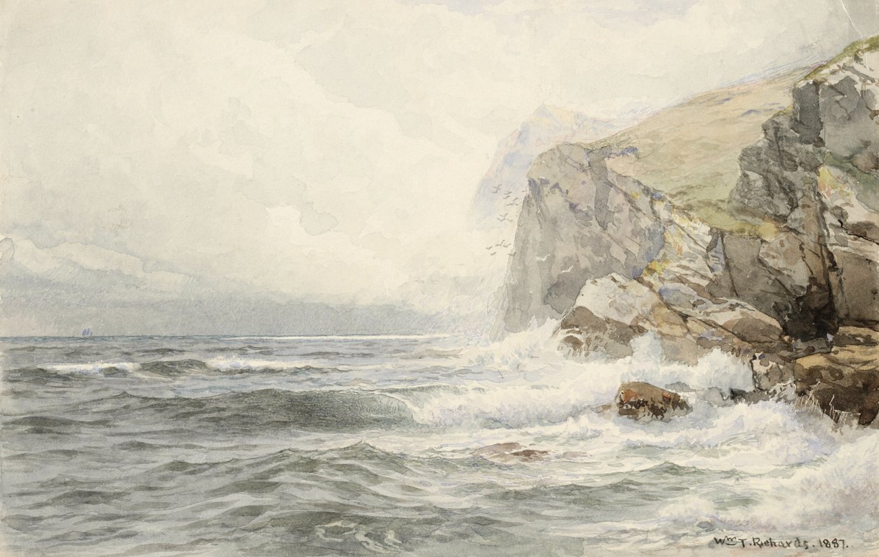 Coastal Rocksでのサーフブレイキング、1887年 作： ウィリアム・トロスト・リチャーズ