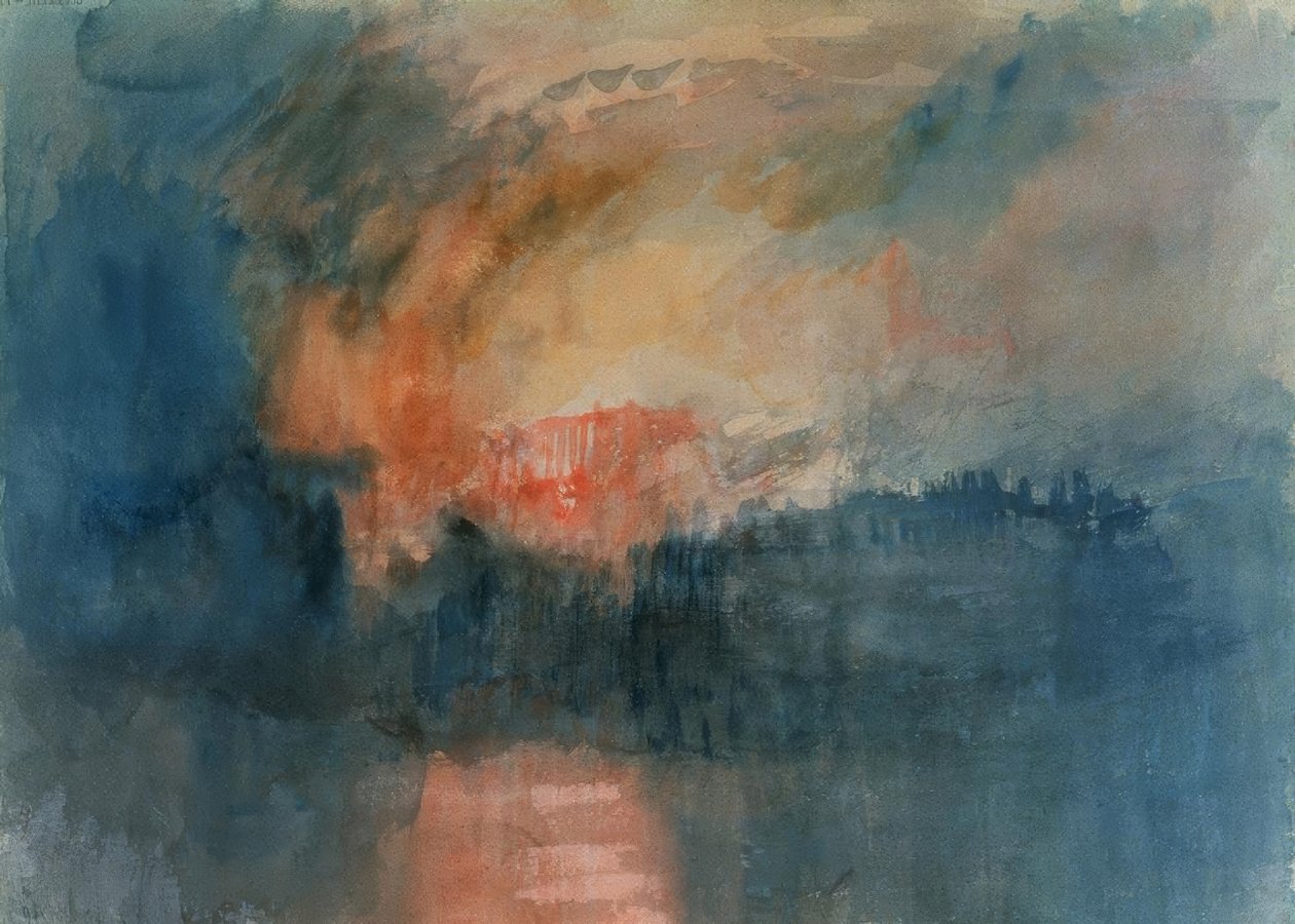 1834-10-16-1835-O - L-23.3X32.5-ロマンチシズム英語の議会の家の火。 Künstler：JOSEPH MALLORD WILLIAM TURNER。 Lage：TATE GALLERY、イギリス 作： ジョセフ・マロード・ウィリアム・ターナー