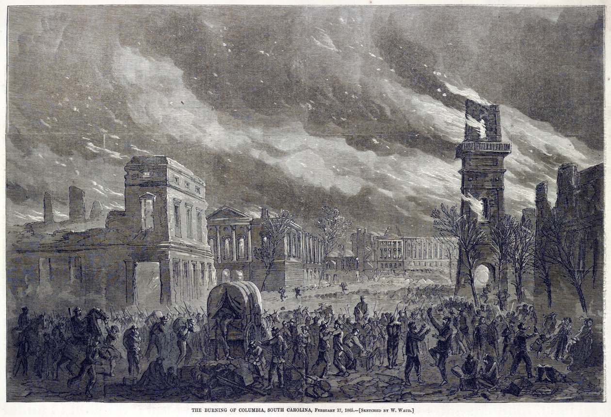 バーニングオブコロンビア、サウスカロライナ、1865年2月17日、パブ。 1865 作： ウィリアム・ウォード