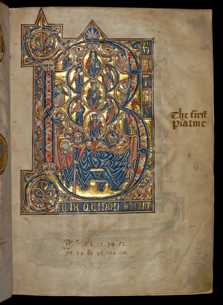 Ms 322 f.7r、Psalm 1、initial B、Tree of Jesse、illustration from the &39;De Braile Psalter&39;、c.1250 作： ウィリアム・ド・ブレイルズ