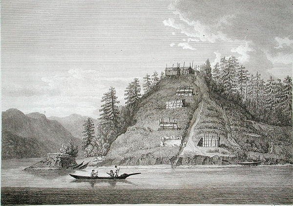 ビュート運河入り口の友好的なインディアンの村、J.ランドシーア作、1790～99年頃（エングレービング） 作： ウィリアム（後）アレクサンダー