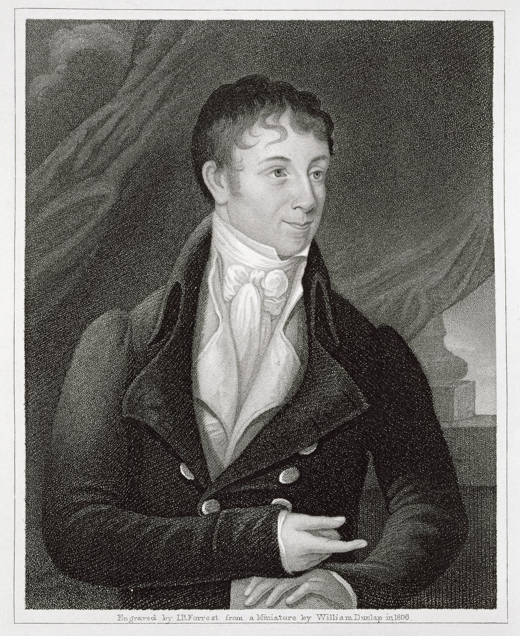 チャールズ・ブロックデン・ブラウン(1771-1810)の肖像、ジョン・B・フォレスト(1814-70)による彫刻(エングレーヴィング) 作： ウィリアム（後）ダンラップ