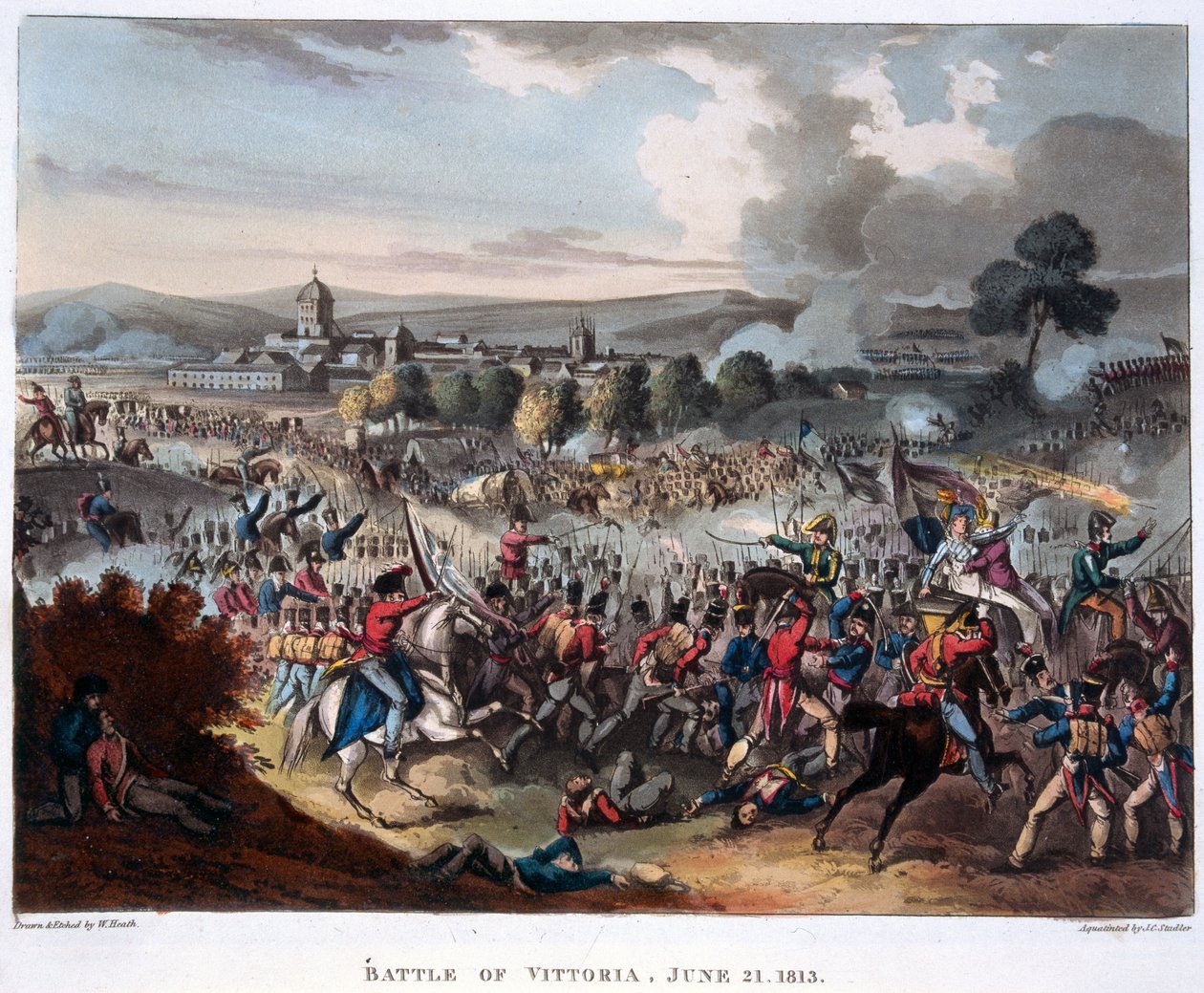 アーサー・ウェルズリー(1769-1852) サラマンカに入るウェリントン卿、J.C.スタドラーの彫刻、1818年発行（アクアチント）。 作： ウィリアム（後）ヒース