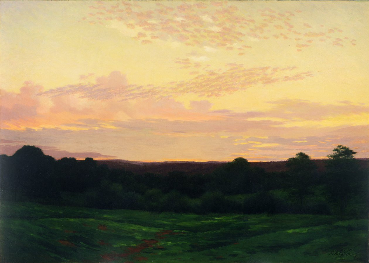 夕方、ペンシルベニア州サマセットバレー、1898年頃（キャンバスに油彩） 作： ウィリアム・アンダーソン・コフィン