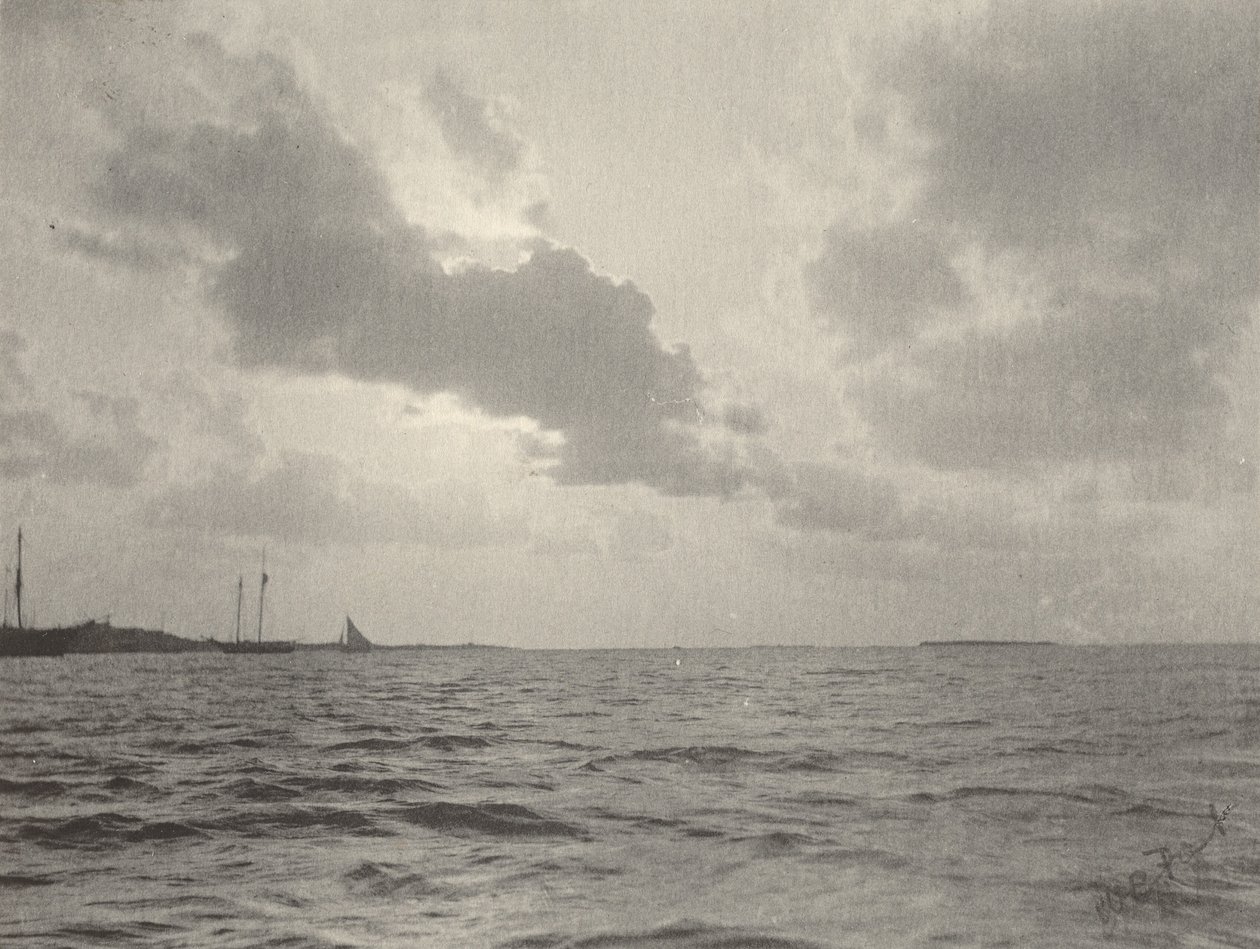 水面に沈む夕日、1890年代（写真） 作： ウィリアム・B・ポスト