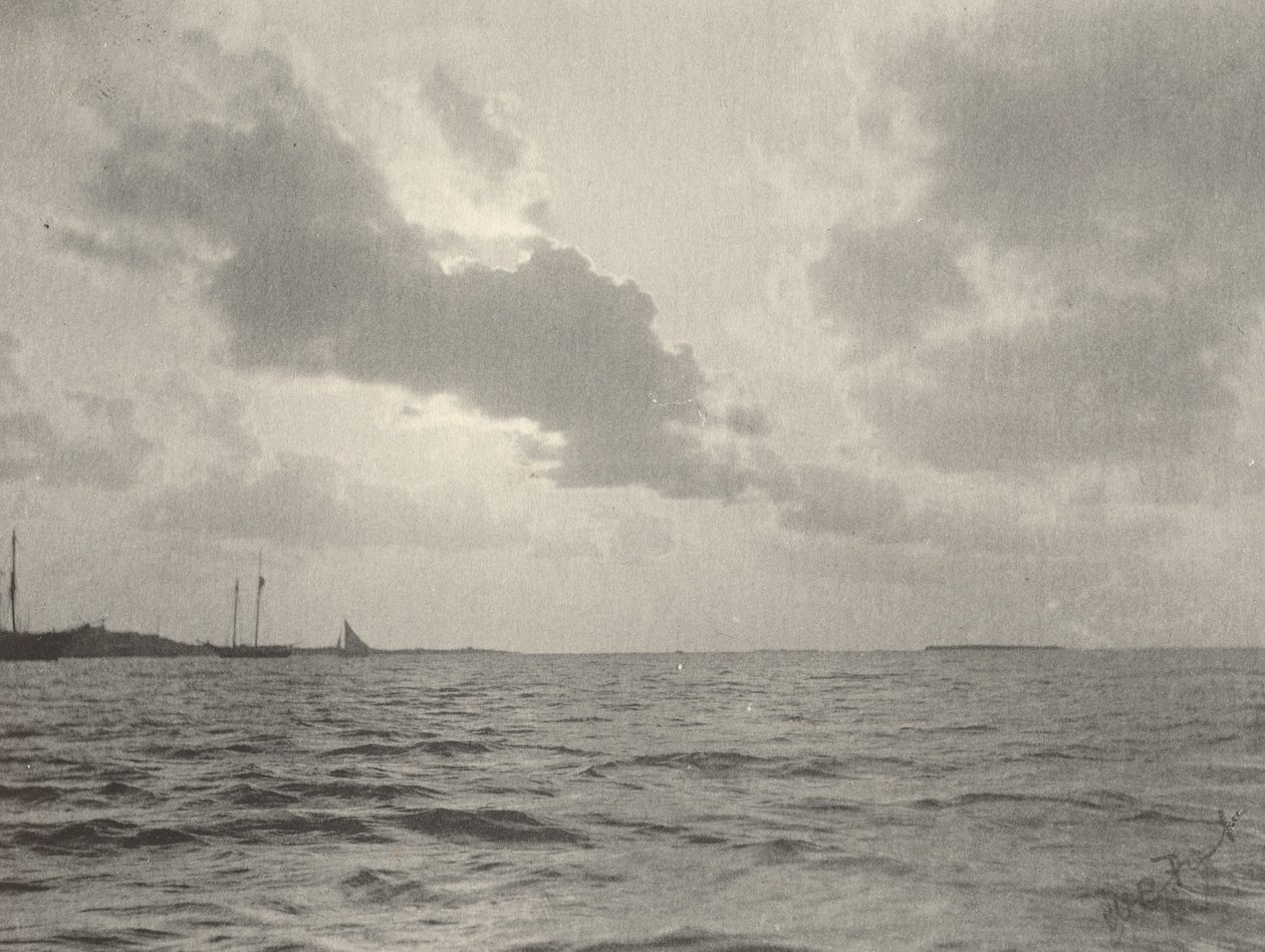 水面に映る夕日、1890年代 作： ウィリアムBポスト