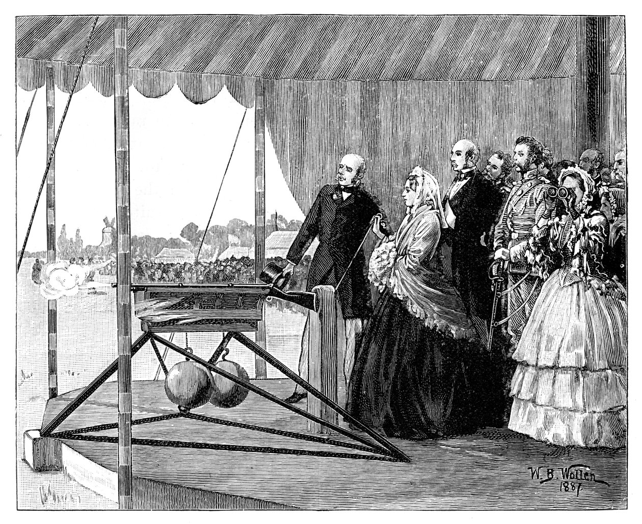 ビクトリア女王は1887年7月、ウィンブルドンで最初の砲撃を行いました。 作： ウィリアムバーンズウール